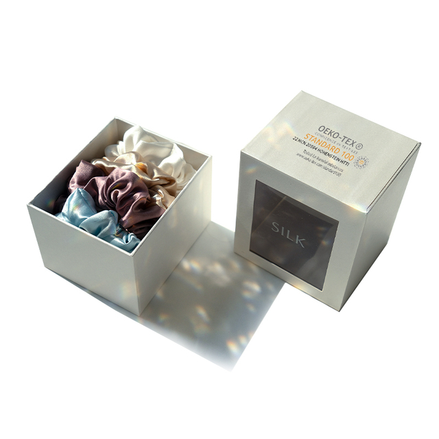 Узкие шелковые резинки для волос среднего и большого размера с резинкой для волос, шелковая резинка для волос с индивидуальным узором в коробке