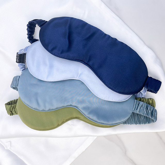 Обычная однотонная шелковая маска для сна с логотипом, регулируемая маска для глаз из 100% чистого шелкового шелка для путешествий