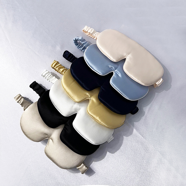 Фабричный индивидуальный логотип, частная марка, шелковая маска для глаз, роскошная черная маска для глаз из 100% натурального шелка шелковицы, набор для сна